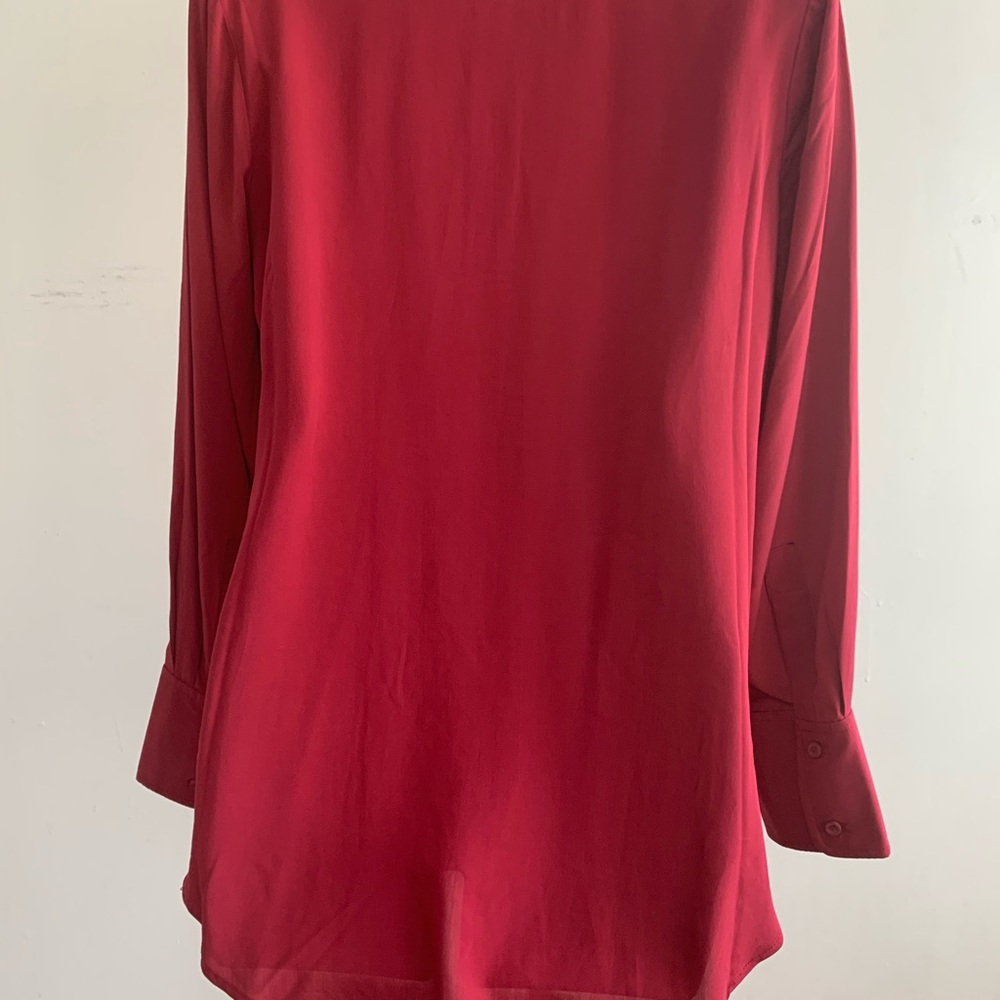 Old Navy Cranberry Collarless Small Button Down Tunic - Picture 3 of 7
